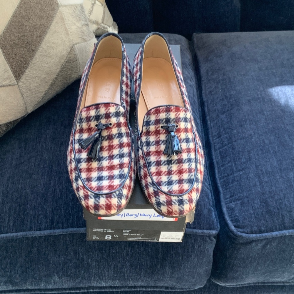 J. Crew Red and Blue Plaid Loafers
